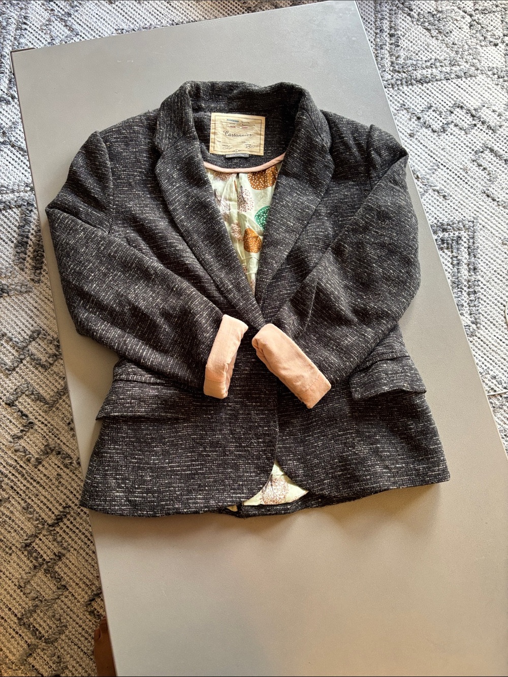 Cartonnier Black Heathered Blazer with Pink Cuffs - Picture 1 of 1